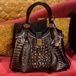 BRAHMIN CELIA CROC-EMBOSSED HANDBAG